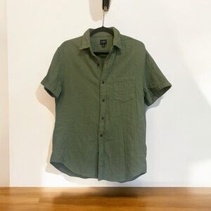 J Crew Men’s Olive Green Short-Sleeve Button-Up Shirt - Size M